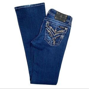 Rhinestone Studded Boot Cut Jeans 